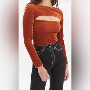 Out From Under Urban Outfitters Long Sleeve Fitted Crop Bodysuit Size Small